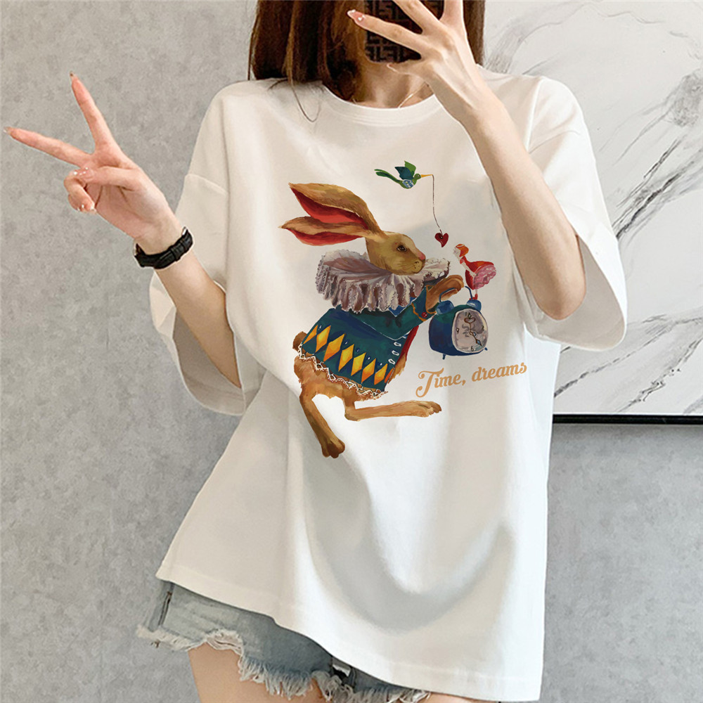 Time Dream Rabbit white Unisex Mens/Womens Short Sleeve T-shirts Fashion Printed Japanese luxury Tops