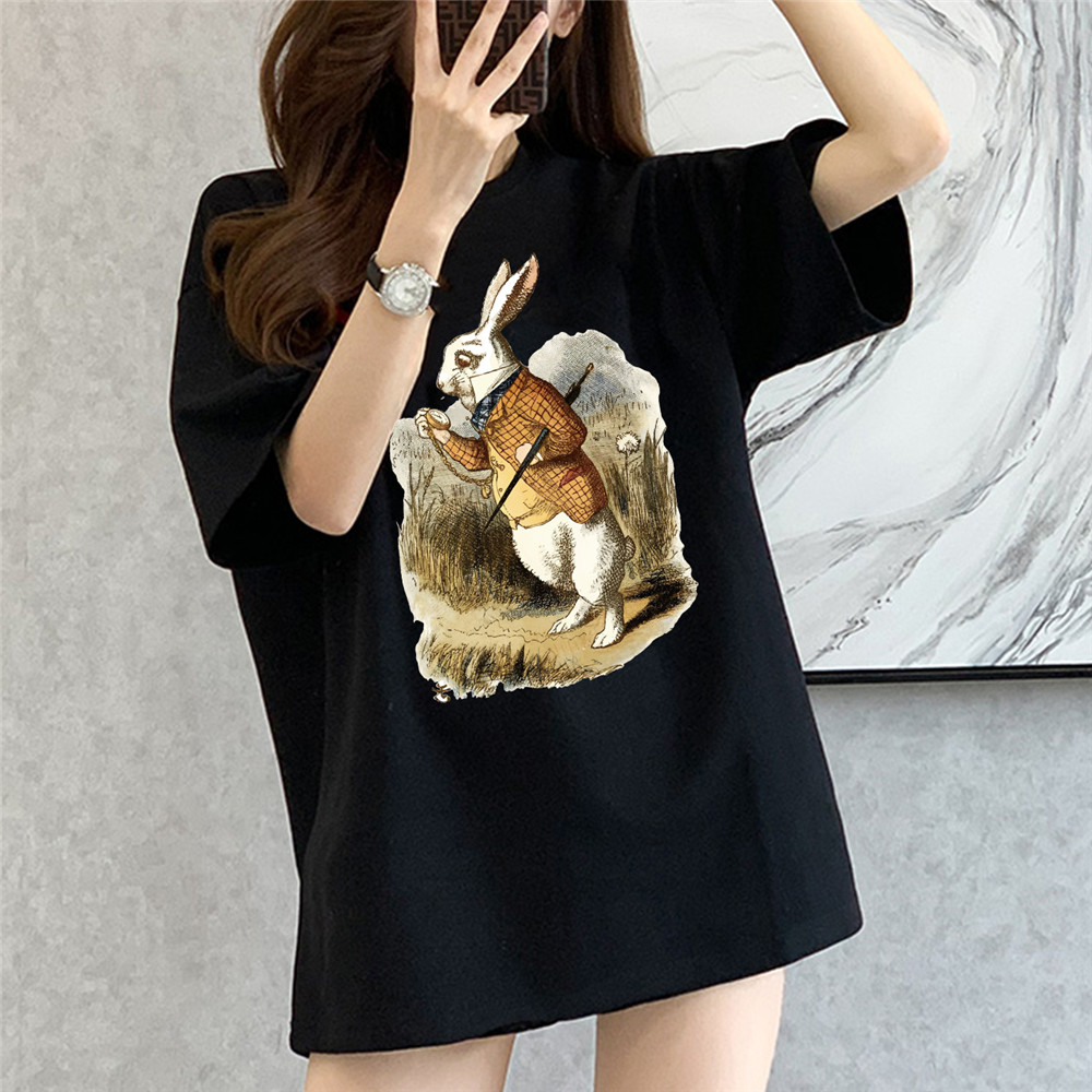 Sleepwalking rabbit black Unisex Mens/Womens Short Sleeve T-shirts Fashion Printed Japanese luxury Tops