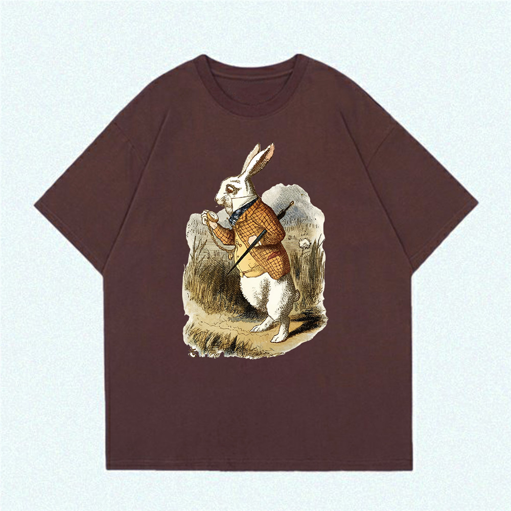 Sleepwalking rabbit coffee Unisex Mens/Womens Short Sleeve T-shirts Fashion Printed Japanese luxury Tops