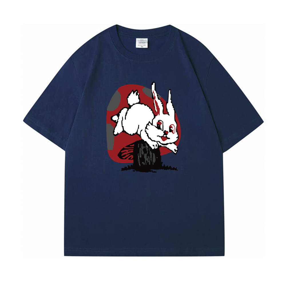 Mushroom Rabbit blue Unisex Mens/Womens Short Sleeve T-shirts Fashion Printed Japanese luxury Tops