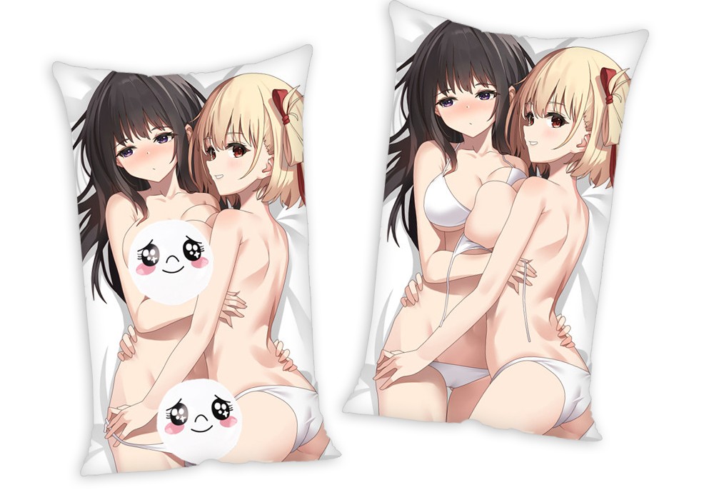 Lycoris Recoil Nishikigi Chisato & Inoue Takina Anime Two Way Tricot Air Pillow With a Hole 35x55cm(13.7in x 21.6in)