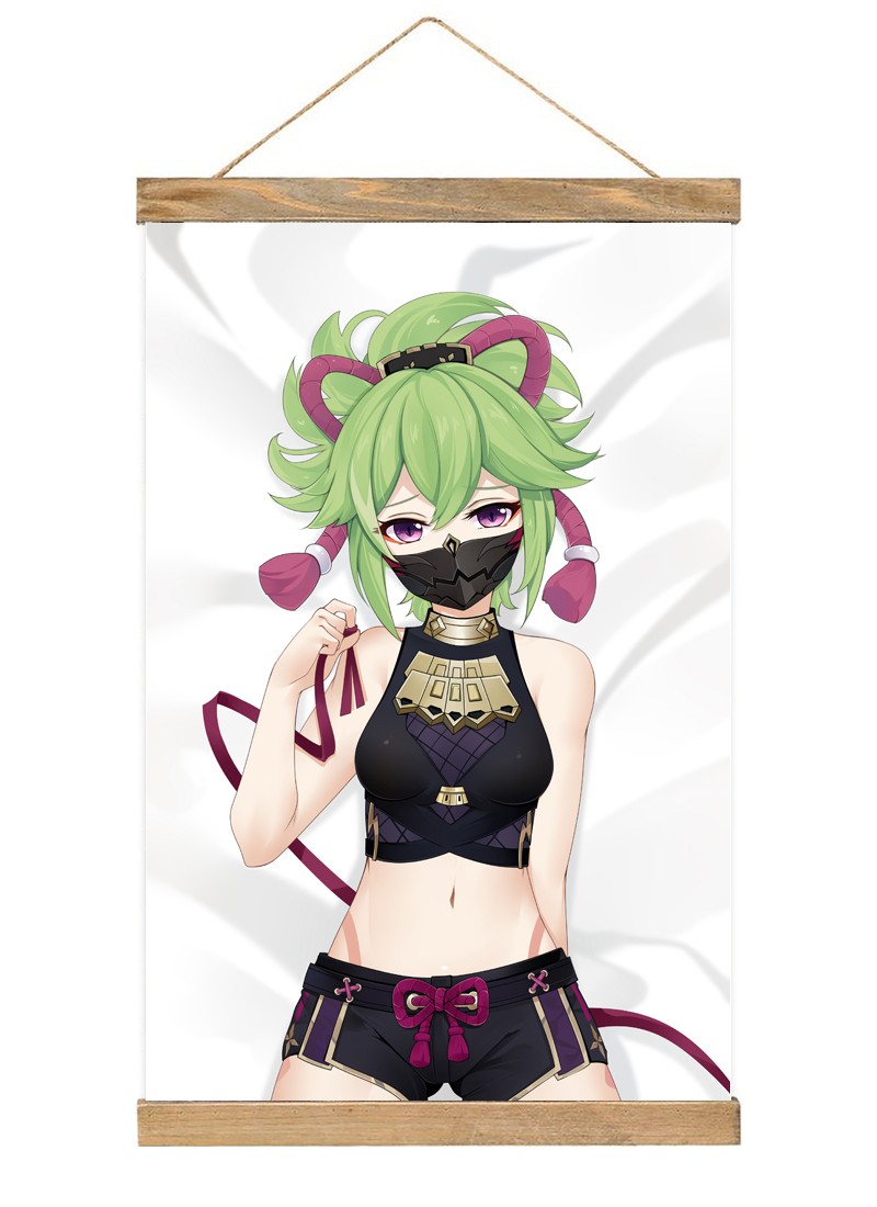 Genshin Impact Kuki Shinobu-1 Scroll Painting Wall Picture Anime Wall Scroll Hanging Home Decor