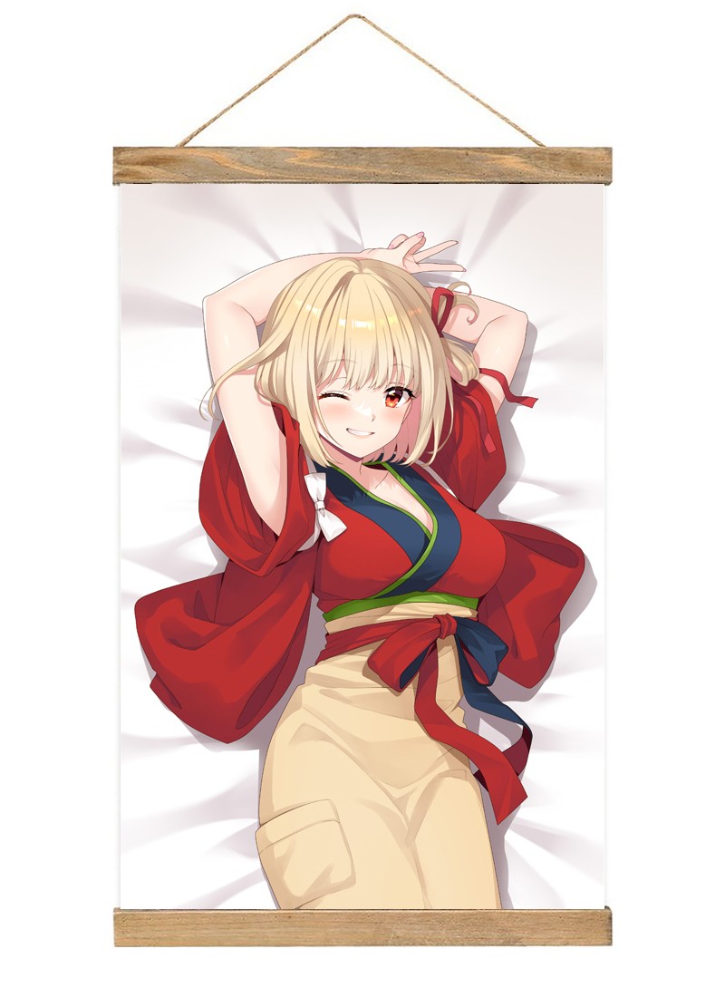 Lycoris Recoil Nishikigi Chisato-1 Scroll Painting Wall Picture Anime Wall Scroll Hanging Home Decor