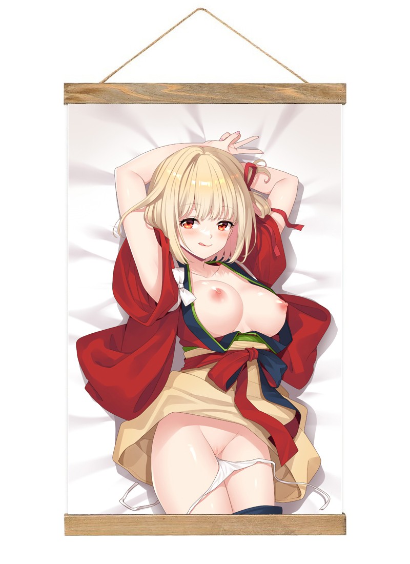 Lycoris Recoil Nishikigi Chisato Scroll Painting Wall Picture Anime Wall Scroll Hanging Home Decor