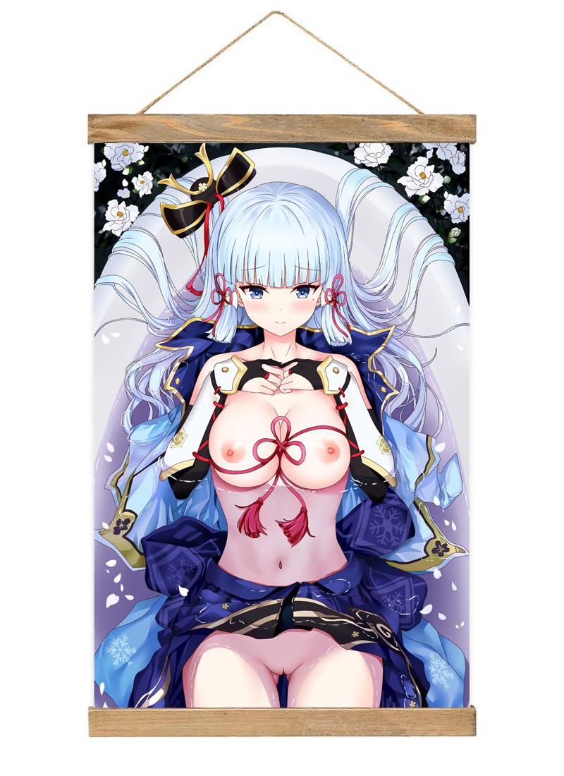 Genshin Impact Kamisato Ayaka Scroll Painting Wall Picture Anime Wall Scroll Hanging Home Decor