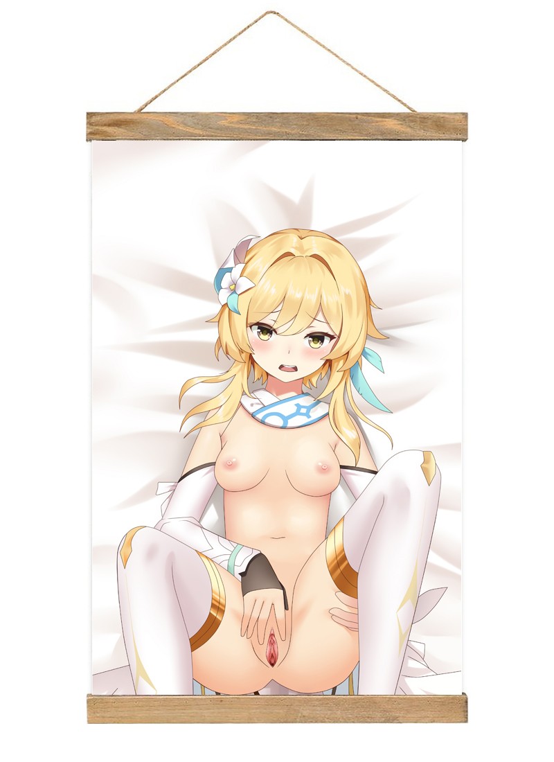 Genshin Impact Lumine-1 Scroll Painting Wall Picture Anime Wall Scroll Hanging Home Decor