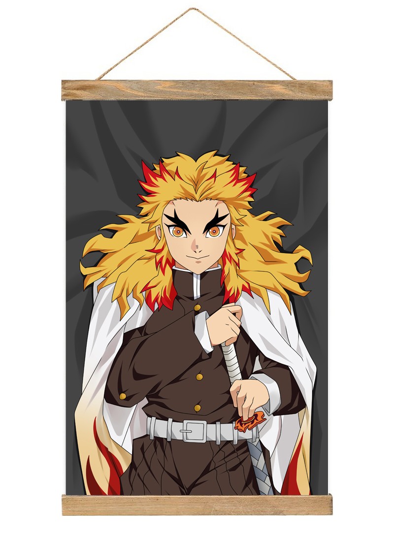 Demon Slayer Kimetsu no Yaiba Rengoku Kyoujurou-1 Scroll Painting Wall Picture Anime Wall Scroll Hanging Home Decor