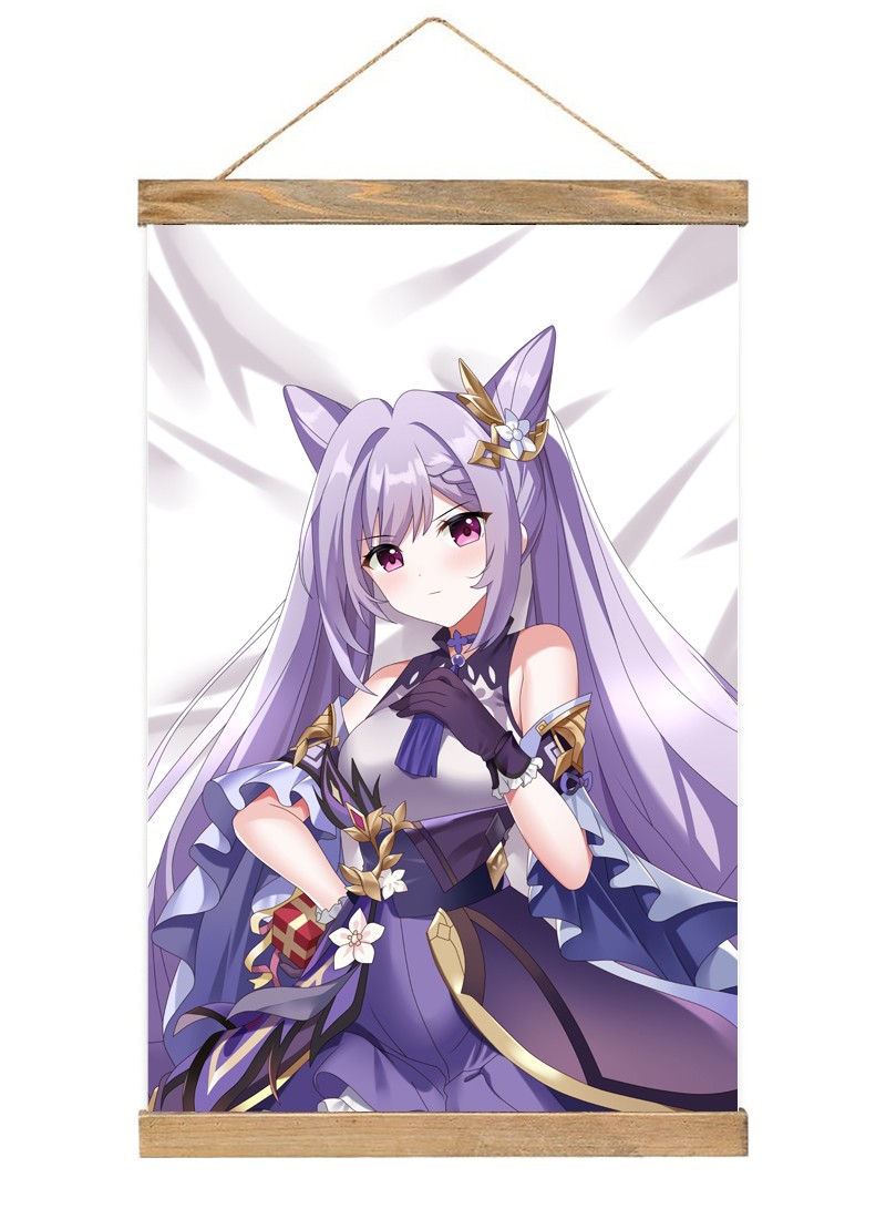 Genshin Impact KeQing-1 Scroll Painting Wall Picture Anime Wall Scroll Hanging Home Decor