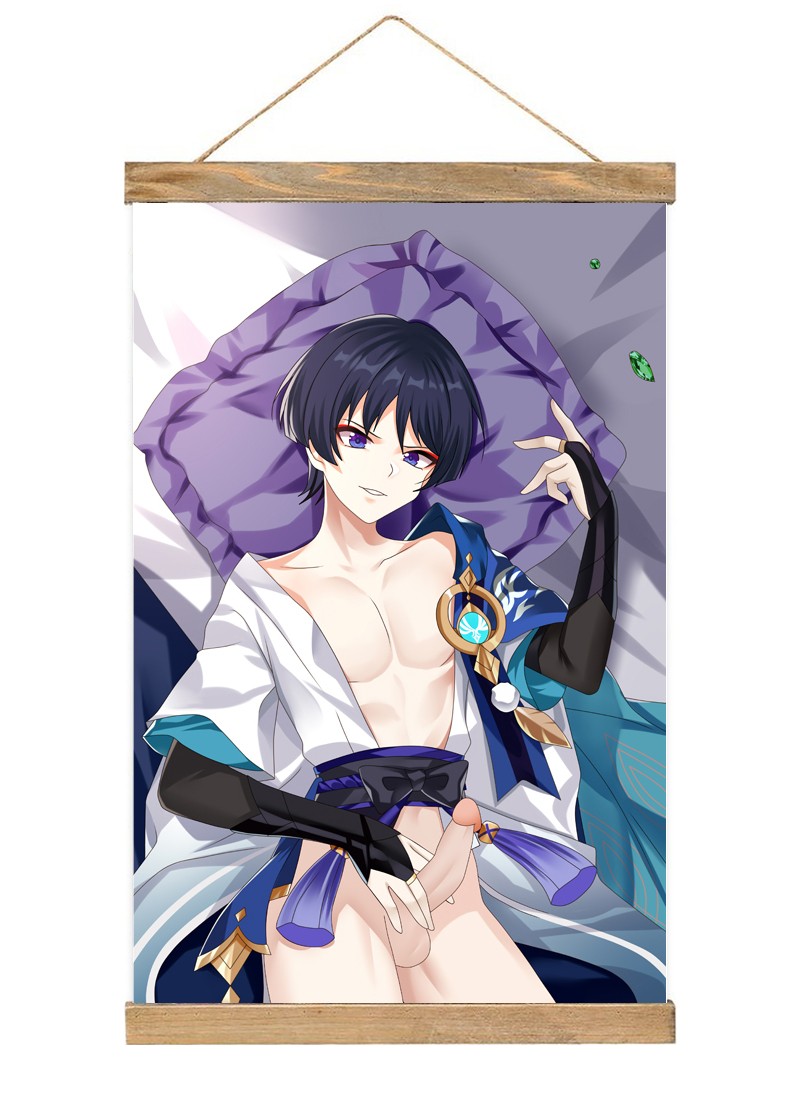 Genshin Impact-1 Scroll Painting Wall Picture Anime Wall Scroll Hanging Home Decor