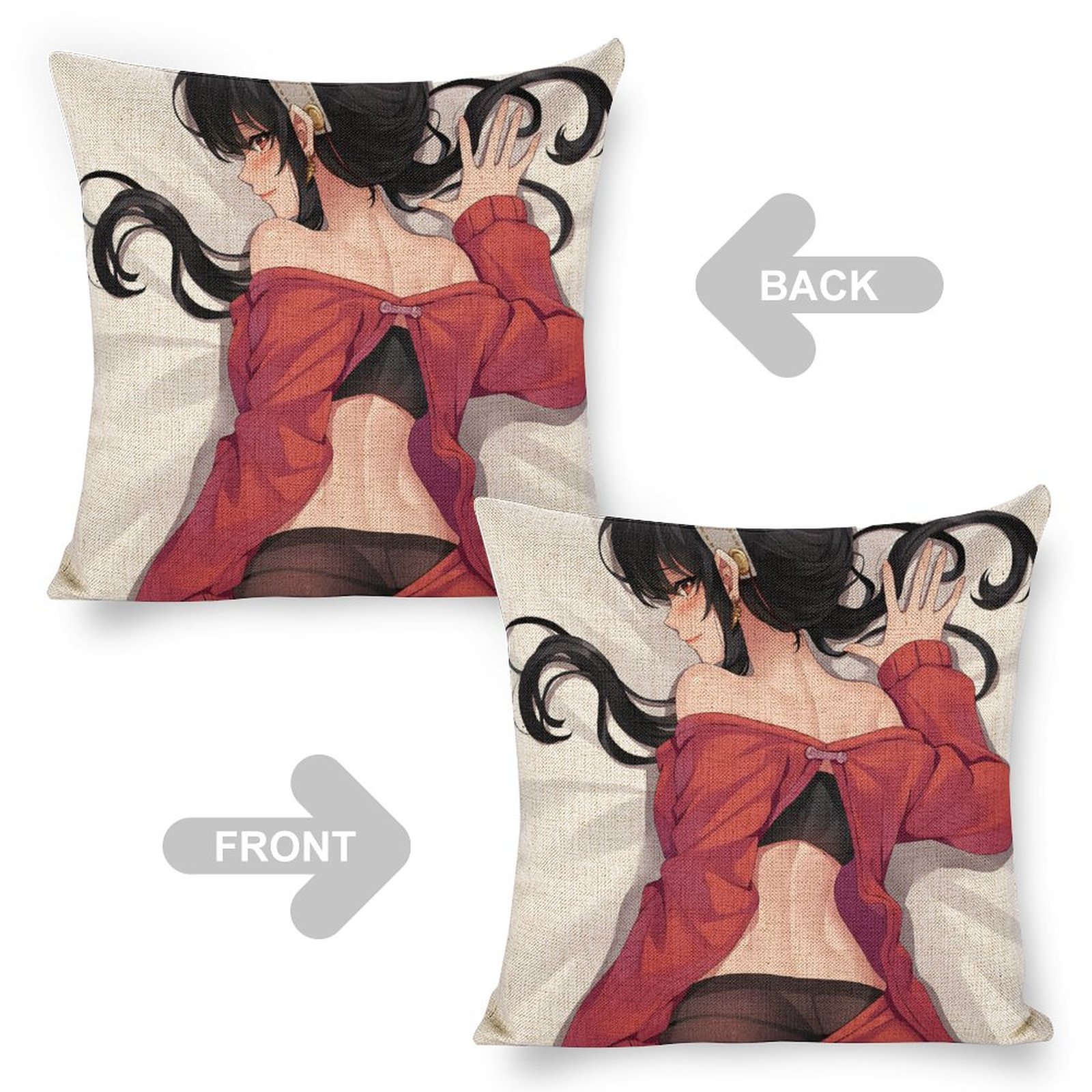 Spy x Family Thorn Princess Yor Forger Breathable Linen Square Throw Cushion Cover 18x18in(45x45cm)